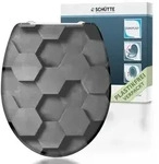 Duroplast WC-Sitz GREY HEXAGONS, mit Absenkautomatik und Schnellverschluss