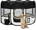 vidaXL Faltbarer Welpenlaufstall mit Tragetasche Schwarz 110x110x58 cm