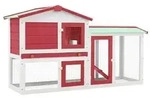 vidaXL Gro&szlig;er Kaninchenstall Rot und Wei&szlig; 145x45x84 cm Holz