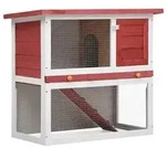 vidaXL Kaninchenstall 1 T&uuml;r Rot Holz