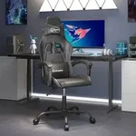 vidaXL Gaming-Stuhl Drehbar Schwarz Kunstleder