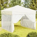 vidaXL Partyzelt Faltbar mit Seitenw&auml;nden Creme 3x3 m