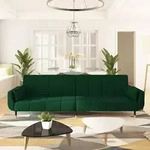 vidaXL Schlafsofa 2-Sitzer mit 2 Kissen Dunkelgr&uuml;n Samt