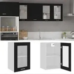 vidaXL H&auml;ngeglasschrank Lyon Schwarz 40x31x60 cm Holzwerkstoff