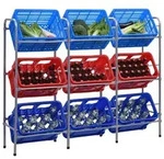 vidaXL Kistenregal f&uuml;r 9 Kisten Silbern 145x33x116 cm Stahl