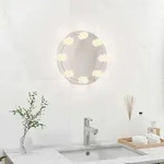 vidaXL Wandspiegel ohne Rahmen mit LED-Beleuchtung Rund Glas