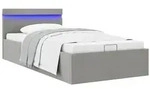 vidaXL Bett mit Bettkasten Hydraulisch LED Hellgrau Stoff 100x200 cm