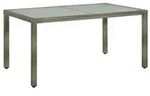 vidaXL Gartentisch 150x90x75 cm Hartglas und Poly Rattan Grau