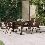 vidaXL Gartentisch Braun und Schwarz 140x70x70 cm Stahl und Glas