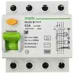 Matismart FI Schutzschalter Typ B allstromsensitiv 30mA/63A 4-Pol Intertek