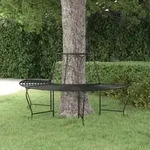 vidaXL Baumbank Halbrund &Oslash;159 cm Schwarz Stahl