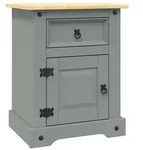vidaXL Nachttisch im Mexiko-Stil Corona Kiefernholz Grau 53x39x66 cm