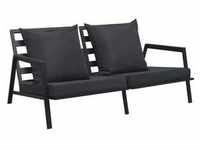 vidaXL 2-Sitzer-Gartensofa mit Auflagen Dunkelgrau Aluminium