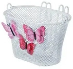 Basil Vorderrad-Kinderkorb Jasmin wei&szlig;/Schmetterling,20x28x19cm,engmaschig, wei&szlig;