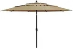 vidaXL Sonnenschirm mit Aluminium-Mast 3-lagig Taupe 3,5 m