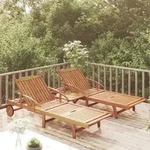 vidaXL Sonnenliegen 2 Stk. mit Tisch Massivholz Akazie