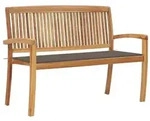 vidaXL Stapelbare Gartenbank mit Auflage 128,5 cm Massivholz Teak