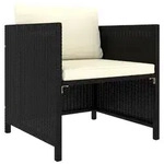 vidaXL Gartensofa mit Kissen Schwarz Poly Rattan