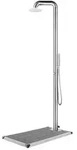 vidaXL Gartendusche mit Grauer Bodenplatte 230 cm Edelstahl