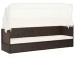 vidaXL Gartensofa mit Sonnendach Poly Rattan Braun