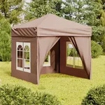 vidaXL Partyzelt Faltbar mit Seitenw&auml;nden Taupe 2x2 m