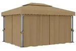 vidaXL Pavillon mit Vorhang 4x3 m Taupe Aluminium