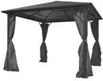 vidaXL Pavillon mit Vorh&auml;ngen Anthrazit Aluminium 300 x 300 cm