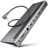 AXAGON HMC-4KX3 USB 5Gbps hub 3x USB-A 2x HDMI+ DP+ GLAN+ SD/microSD+ audio PD