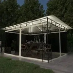 vidaXL Pavillon mit Moskitonetz & LED-Lichterkette 4x3x2,73m Cremewei&szlig;