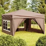 vidaXL Partyzelt Faltbar mit Seitenw&auml;nden Taupe 3x3 m