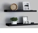 vidaXL Bilderleisten 2 Stk. Schwarz 60x9x3 cm MDF