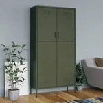 vidaXL Kleiderschrank Olivgr&uuml;n 90x50x180 cm Stahl