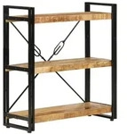 vidaXL B&uuml;cherregal 3 F&auml;cher 77x30x80 cm Massivholz Mango und Eisen