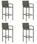 vidaXL Barhocker 4 Stk. Grau Poly Rattan