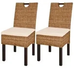 vidaXL Esszimmerstuhl 2 Stk. Kubu-Rattan Mangoholz