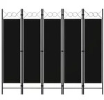 vidaXL 5-tlg. Raumteiler Schwarz 200 x 180 cm