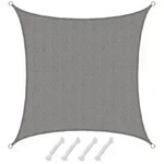 UV Sonnensegel 3x3 HDPE Quadratisch Sonnenschutz &Uuml;berdachung Garten Balkon Grau