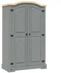 vidaXL Kleiderschrank Mexiko-Stil Kiefernholz 2 T&uuml;ren Grau