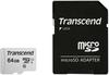 Transcend TS64GUSD300S-A, 64GB Transcend microSD Card SDHC USD300S-A w/Adapter,...