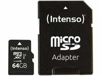Intenso 3424490, 64GB Intenso SD MicroSD Card SD-HC UHS-I inkl. SD- Adapter...