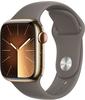 Apple MRJ63QF/A, Apple Watch S9 Stainless Steel GPS + Cellular Gold, Sportband Clay,