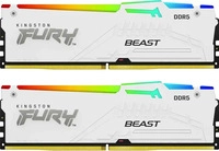 Kingston KF560C36BWEAK2-64, 64GB Kingston FURY Beast RGB wei&szlig; DDR5-6000 DIMM CL36