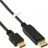 INLINE 17181, InLine DisplayPort zu HDMI Konverter Kabel, schwarz, 1m