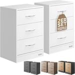 DeubaXXL DE Nachttisch Eloise 2er-Set Wei&szlig; 54x39x28cm 109661