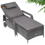 Polyrattan Gartenliege Grau/Anthrazit 193x90x43cm