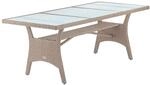 DeubaXXL DE Polyrattan Gartentisch Takeo Creme 190x90x74cm Glas 995694