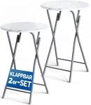 DeubaXXL DE Stehtisch 2er-Set klappbar &Oslash;60cm Marmoroptik Wei&szlig; 110cm H&ouml;he...