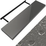 DeubaXXL DE Wandregal Schweberegal 90cm Hochglanz Grau + Halterung 107754