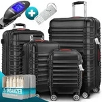 Hartschalenkoffer Set 4-tlg mit Zubeh&ouml;r Rollen 360o Schwarz ABS