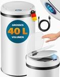 DeubaXXL DE Sensor M&uuml;lleimer Wei&szlig; Edelstahl 40L 109767